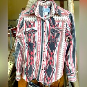 Rockmount Ranch Wear Western flannel Shirt snap up made in USA women’s small